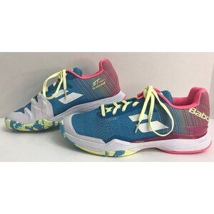 Babolat Jet Mach II AC Blue Pink Tennis Clay Court Shoe Sz 11 Capri Breeze/Pink